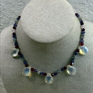Fashion Jewelry Blue and Red Beaded Necklace authentic stones